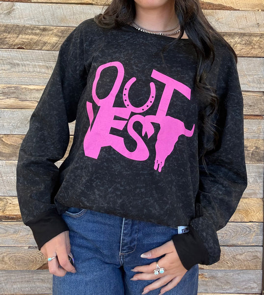 The Out West Acid Wash Black Top