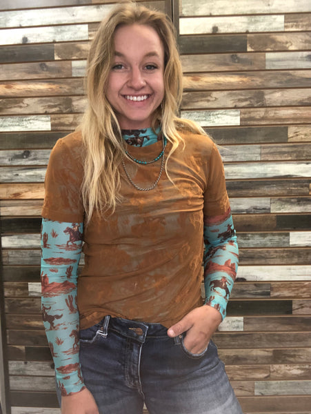 The Turquoise Trails Cowboy Mesh Top