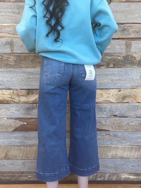 The Ericka High Rise Dark Wide Crop Leg Jeans