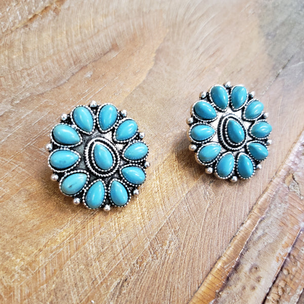 The Big Circle Turquoise Stud Earrings