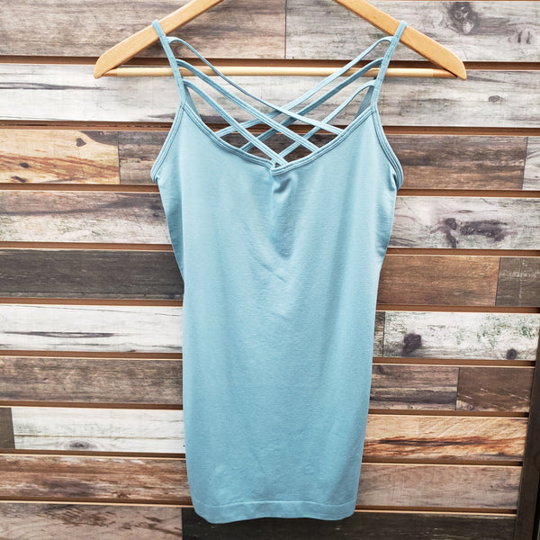 The Strappy Cami Dusty Teal Tank Top