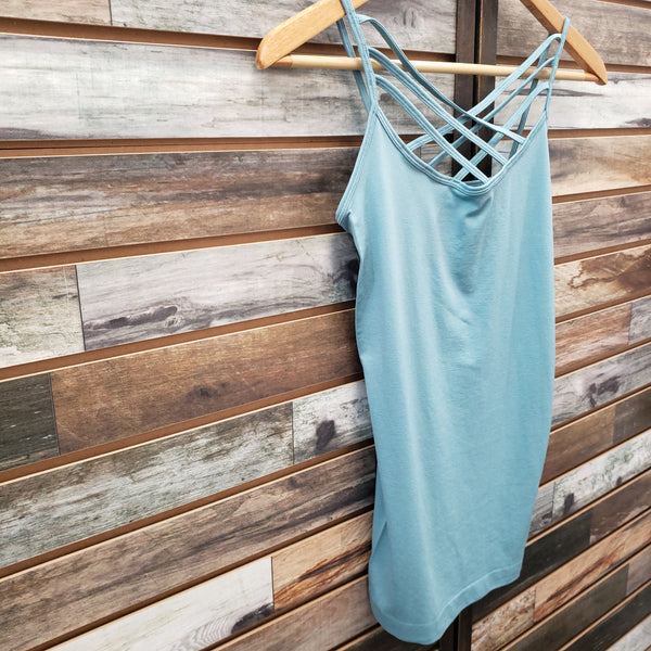 The Strappy Cami Dusty Teal Tank Top