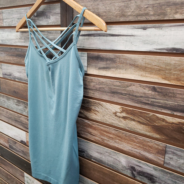 The Strappy Cami Dusty Teal Tank Top