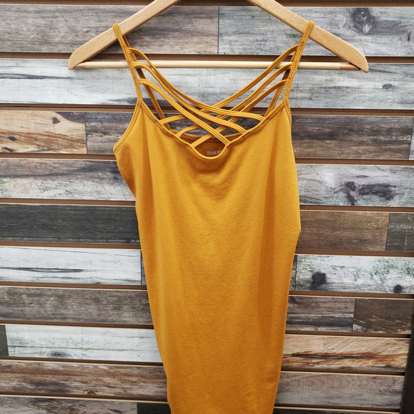 The Strappy Cami Mustard Tank Top