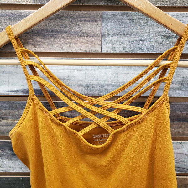 The Strappy Cami Mustard Tank Top