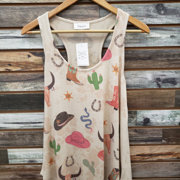 The Boots and Hats Taupe Tank Top