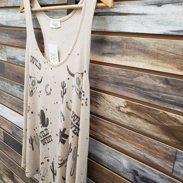 The Wild West Taupe Tank Top