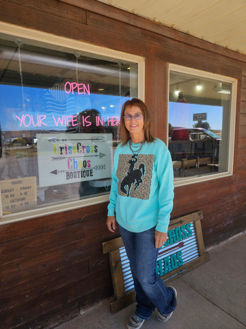 The Leopard Bronc Turquoise Sweatshirt