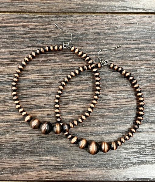 The Dance This Way Navajo Pearl Hoop Copper Earrings