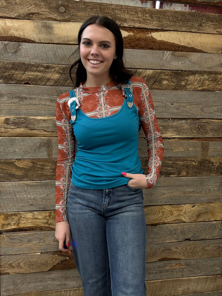 The Look Up Turquoise Buckle Tank Top