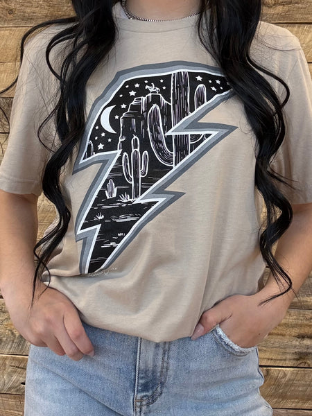 The Desert Lightening Silver Creamy Grey Tee