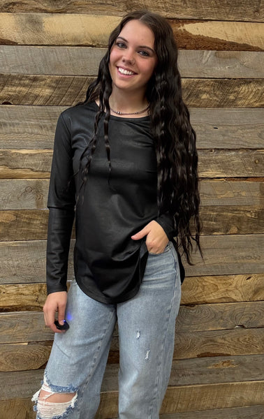 The Long Days Leather Looks Black Top