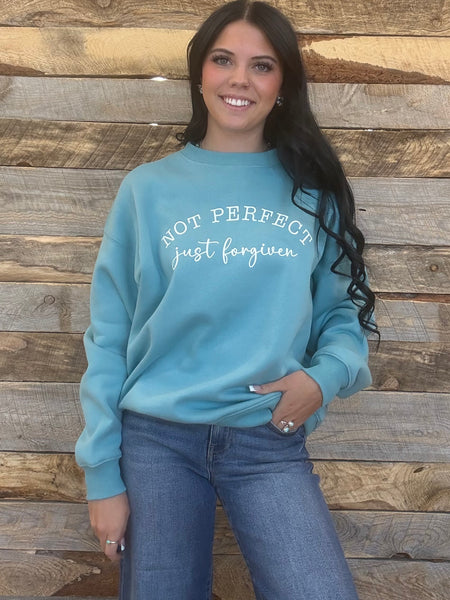 The Not Perfect Just Forgiven Steel Blue Sweatshirt