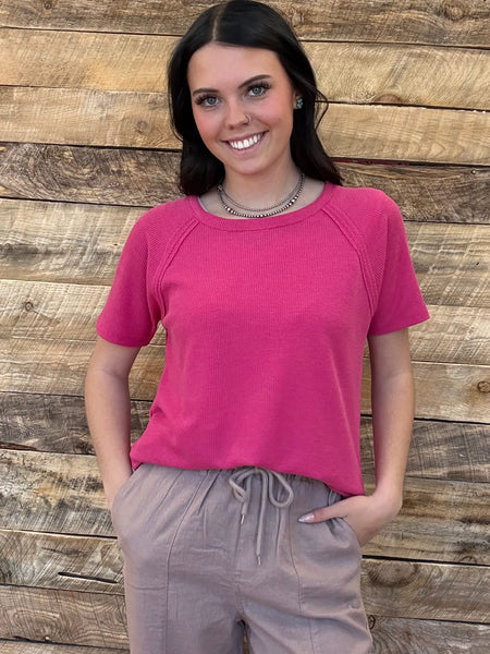 The Best Basic Waffle Hot Pink Top