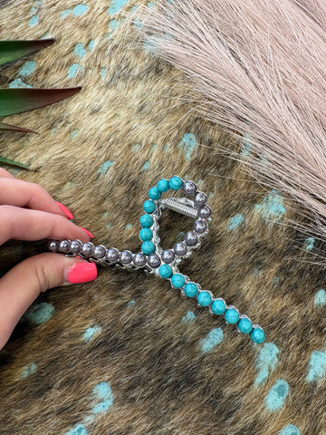 The Silver and Turquoise Mix Claw Clip