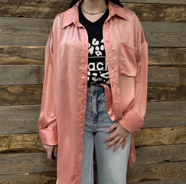 The Today Oversized Light Rose Top Cardigan