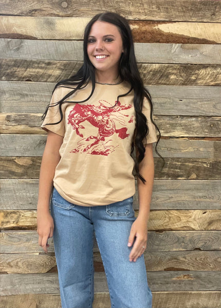 The Big Red Bronc Rider Tee