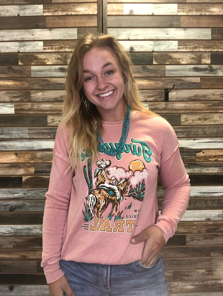 The Turquoise Trail Cowboy Mineral Peach Sweatshirt