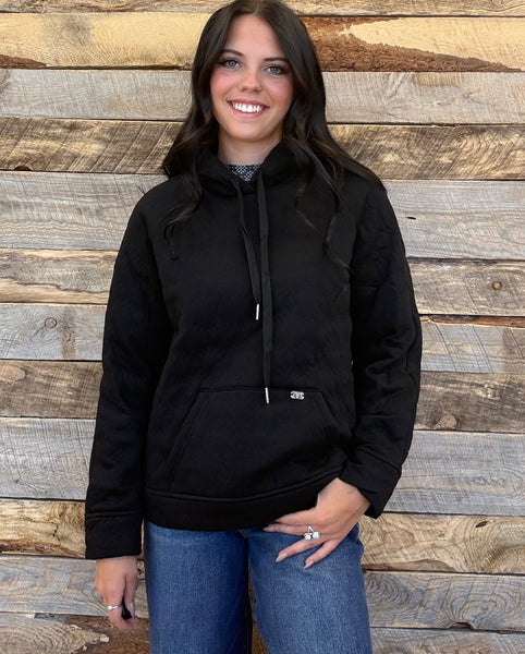 The Quilted Drawstring Front Pocket Hoodie Sweatshirt