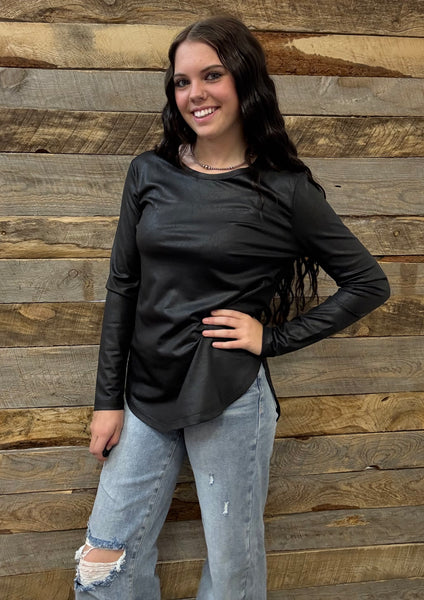 The Long Days Leather Looks Black Top