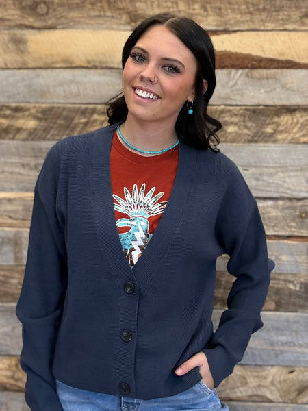 The Way There Button Up Midnight Sweater