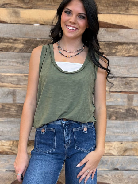 The New Way Light Olive Tank Top