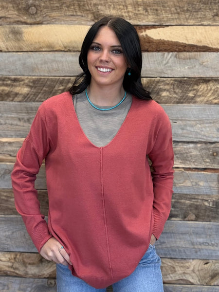 The I Waited Heathered Rust Sweater Top