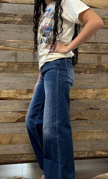 The Marlee High Rise Wide Leg Basic Dark Jeans