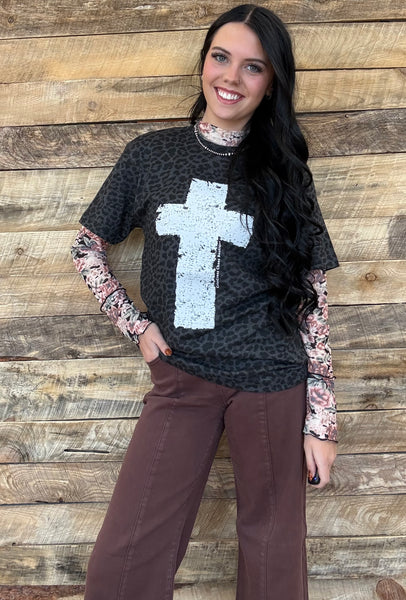 The Cross Leopard Black Tee