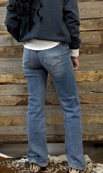 The Sharon High Rise Straight Leg Ankle Medium Jeans