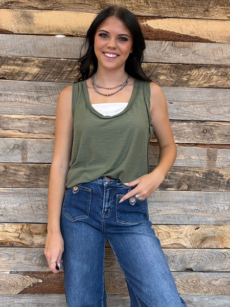 The New Way Light Olive Tank Top