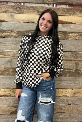 The Howdy Black and White Hooded Sweatshirt