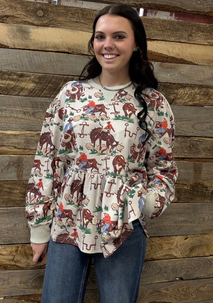 The All Things Cowboy Baby Doll Top