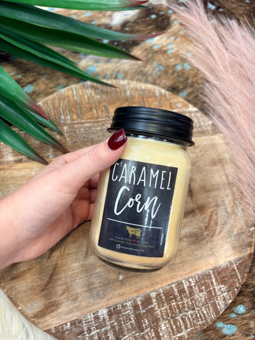 The Carmel Corn Mason Jar Milkhouse Candle