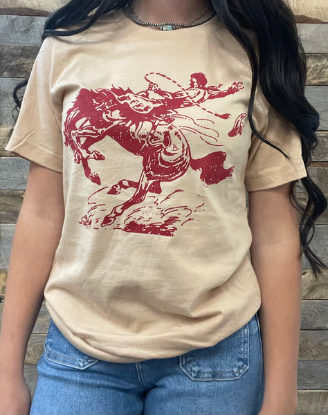 The Big Red Bronc Rider Tee