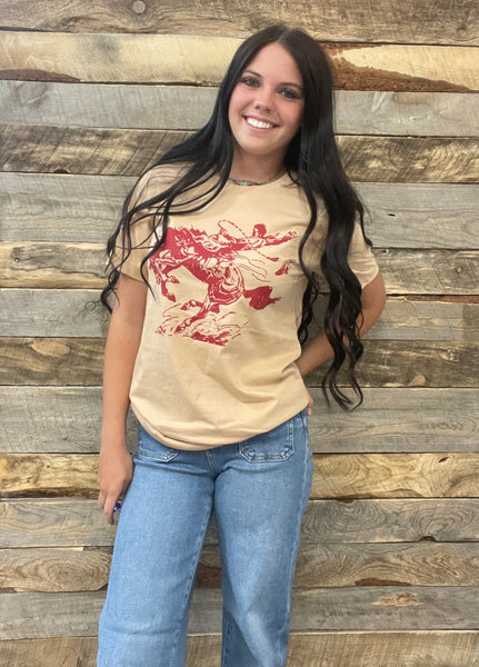The Big Red Bronc Rider Tee