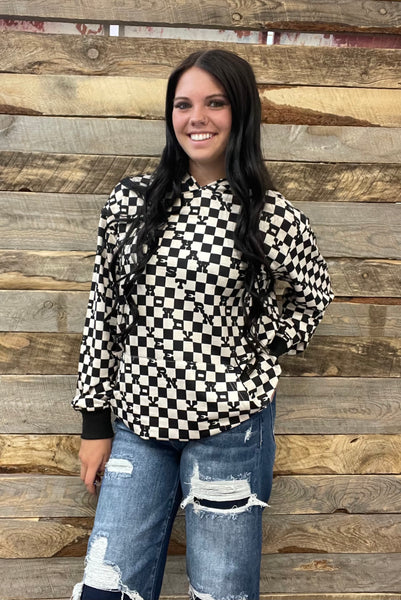 The Howdy Black and White Hooded Sweatshirt