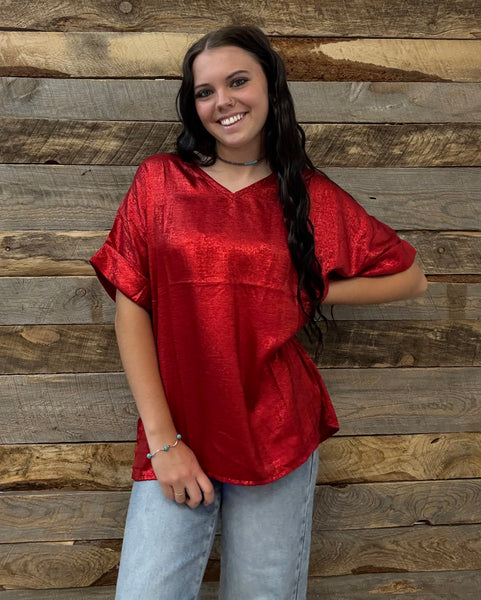 The Metallic Red Top