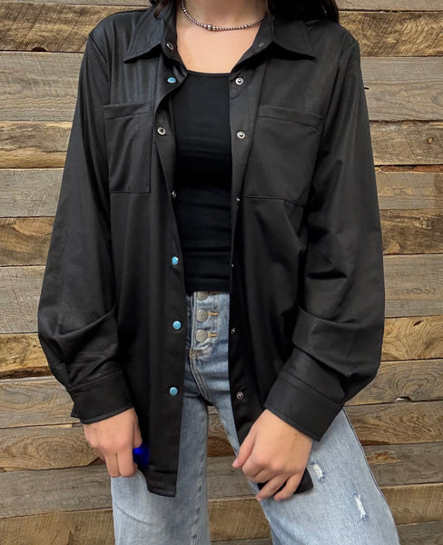 The Button Down Black Top Cardigan