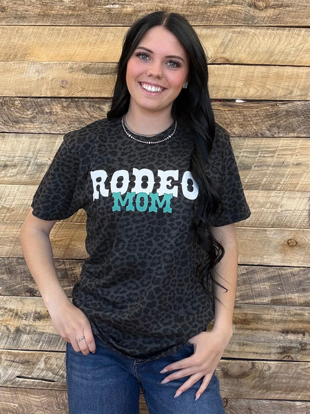 The Rodeo Mom Leopard Black Tee