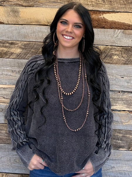 The Do Not Wait Black Cable Sleeve Sweater