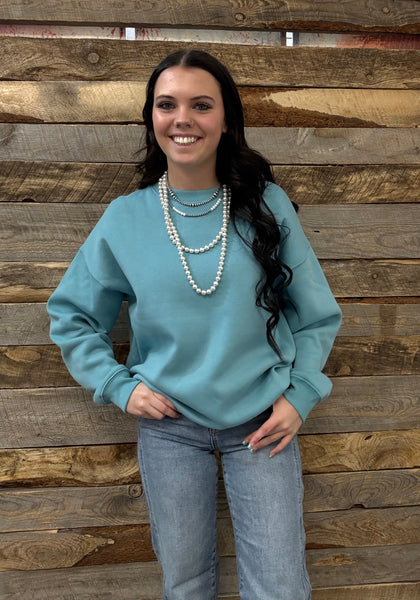The Right Way There Dusty Teal Sweater