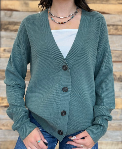 The Way There Button Up Ash Jade Sweater