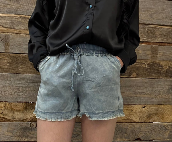 The Follow It Up Blue Grey Shorts