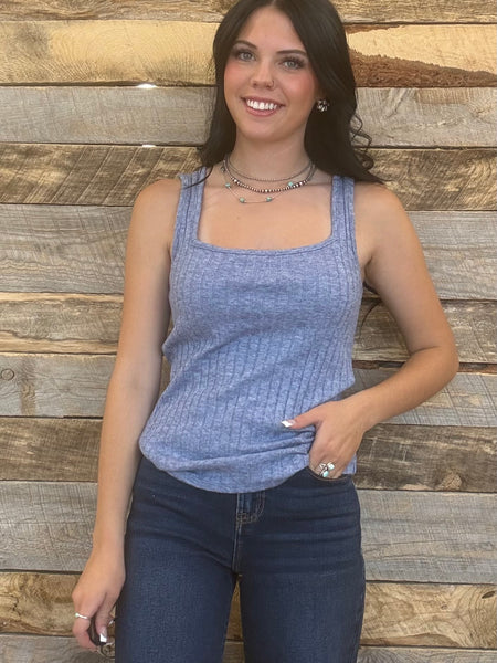 The Talk It Up Light Navy Tank Top