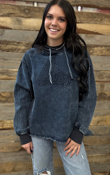 The Mixed Up Thoughts Denim Hoodie Sweatshirt