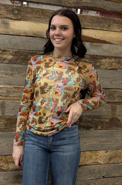 The Vintage Cowgirl Mesh Top