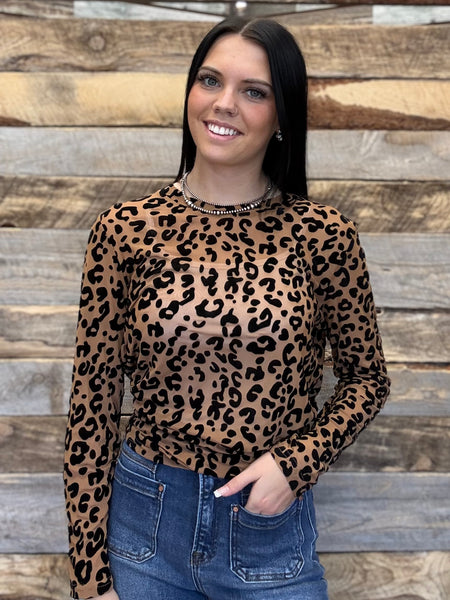 The Leopard Brown Mesh Top