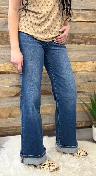 The Lisa Tummy Control High Rise Cuffed Wide Jeans