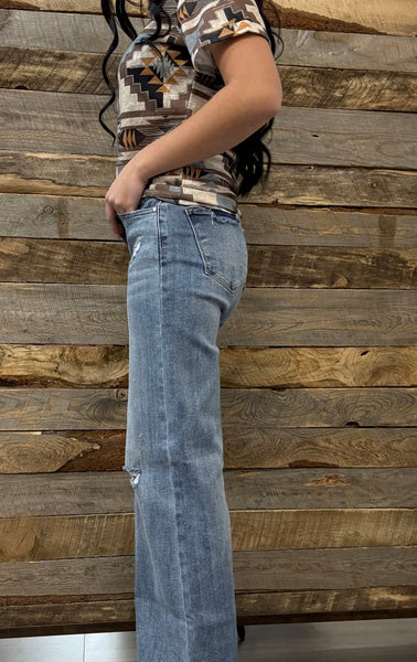 The Kayla High Rise Wide Leg Vintage Wash Jeans